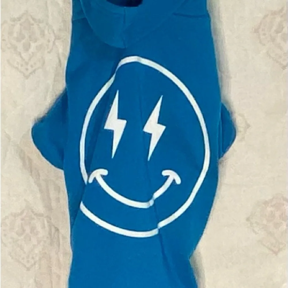 Blue Smiley Dog Hoodie‎